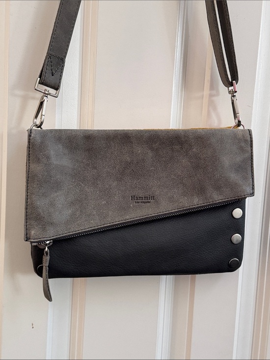 Hammitt Handbags - Hammitt Gray Suede Leather Diagonal Flap Crossbody, Multi Option
